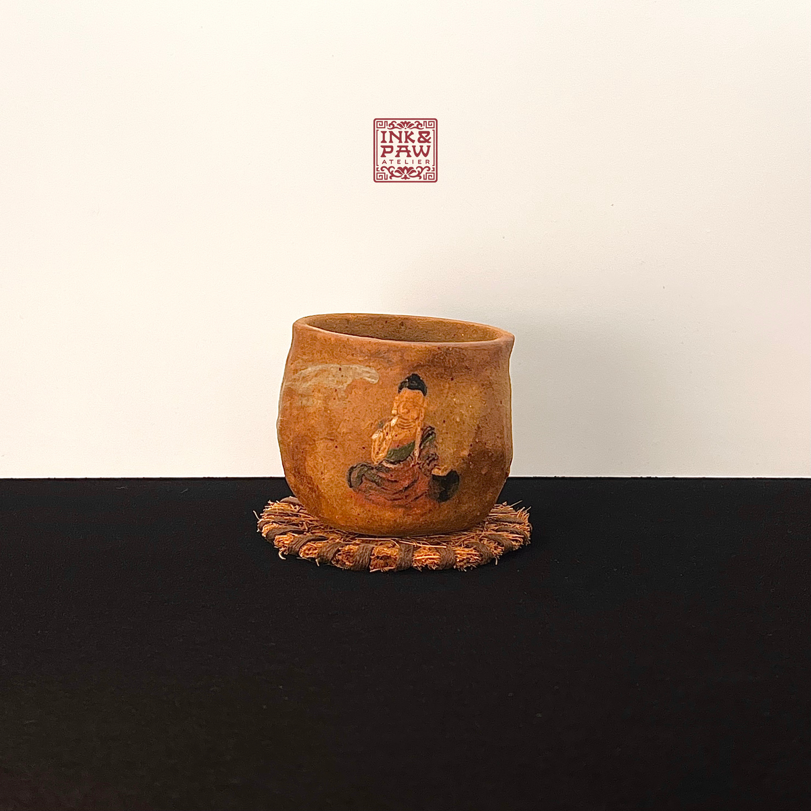 One-Of-A-Kind Mastercrafted Dunhuang Ethereal Buddha - Blessed Ceramic Cup - InkPawAtelier｜S0037